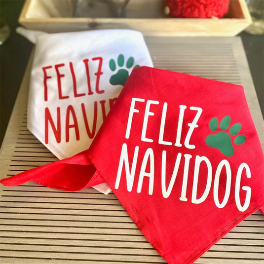 Feliz Navidog Feliz Navidad Pet dog cat Xmas Bandana Spanish Merry Christmas Eve Holiday decoration gift present Photo props