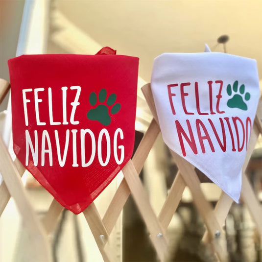 Feliz Navidog Feliz Navidad Pet dog cat Xmas Bandana Spanish Merry Christmas Eve Holiday decoration gift present Photo props